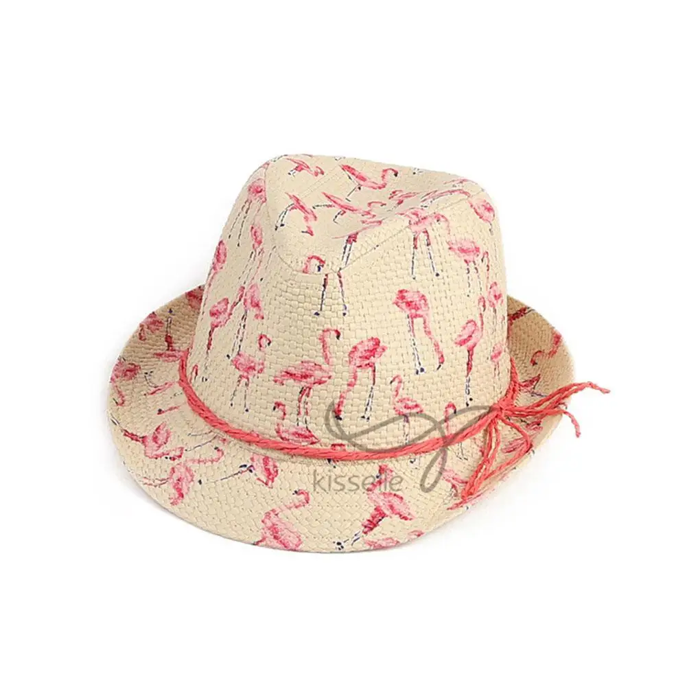 

MISSKY Women Sunhat Beanies Cute Flamingo Printing Hat Round Top Paper Cloth Cap Gift Ornament