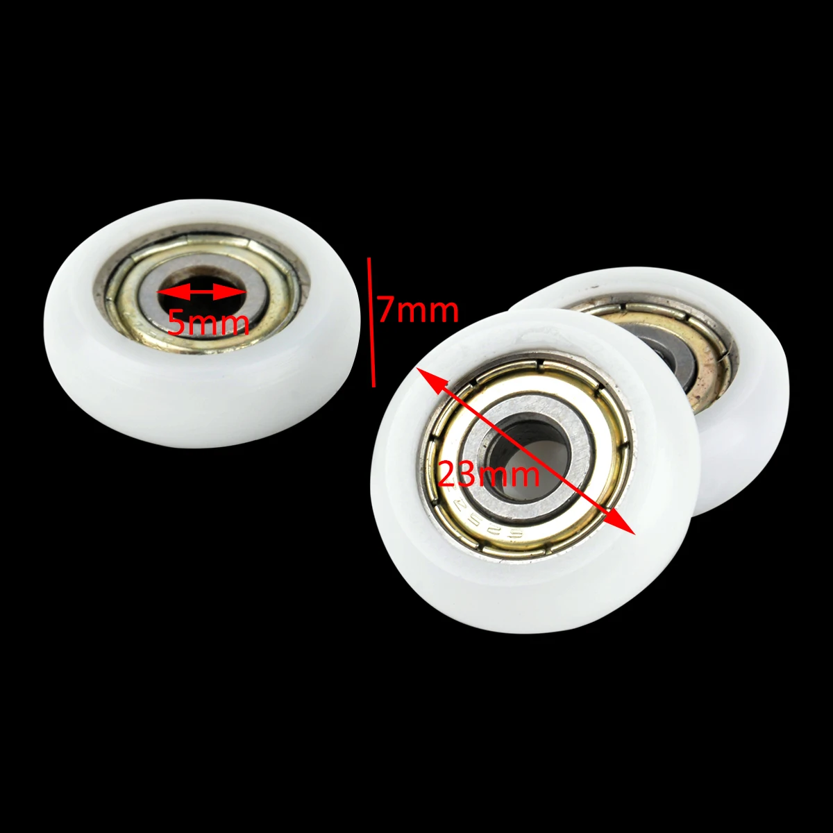 10pcs High Carbon Steel Pulley Ball Bearings 5*23*7mm New Nylon Plastic Carbon Steel Pulley Wheels Groove Ball Bearings