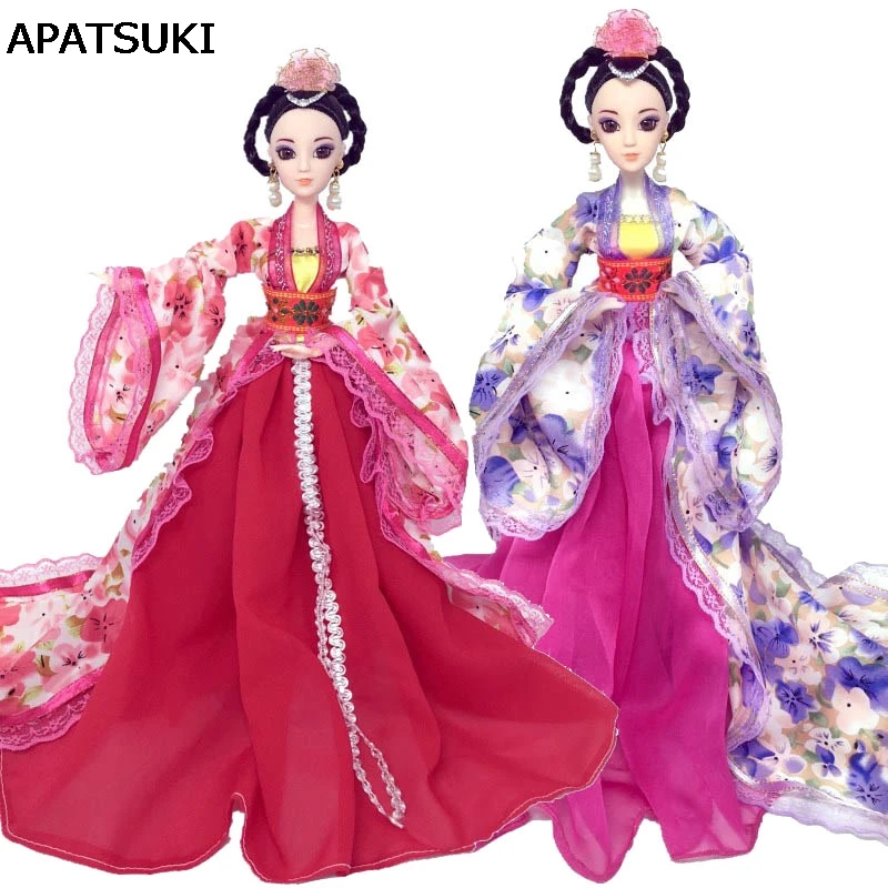 Миниатюрный косплей, традиционный китайский древний красивый костюм, Одежда для куклы Барби, вечерние платья, аксессуары для куклы