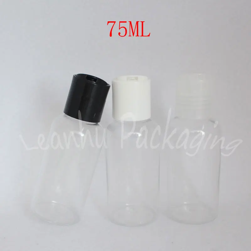 

75ML Transparent Plastic Bottle With Disc Top Cap , 75CC Shampoo / Lotion Packaging Bottle , Empty Cosmetic Container