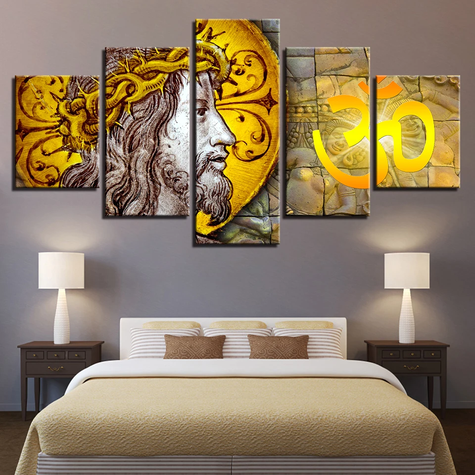 Decor Living Room Wall Art Printed HD Pictures 5 Pieces Christian