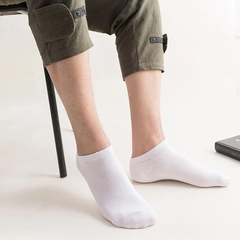 10 шт. = 5 пар голеностопные носки Мужские дышащие хлопковые носки-тапочки Meias антибактериальные деловые повседневные тонкие носки для мужчин