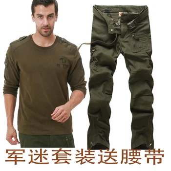 

United States Army Men's Military Set red october 101st airborne division suit long-sleeved t-shirt-pan military set suit