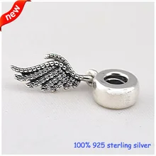 DIY Браслеты величественное перо Серебряные Подвески с прозрачным CZ серебряные бусины 925 пробы DIY ювелирные изделия оптом 09267