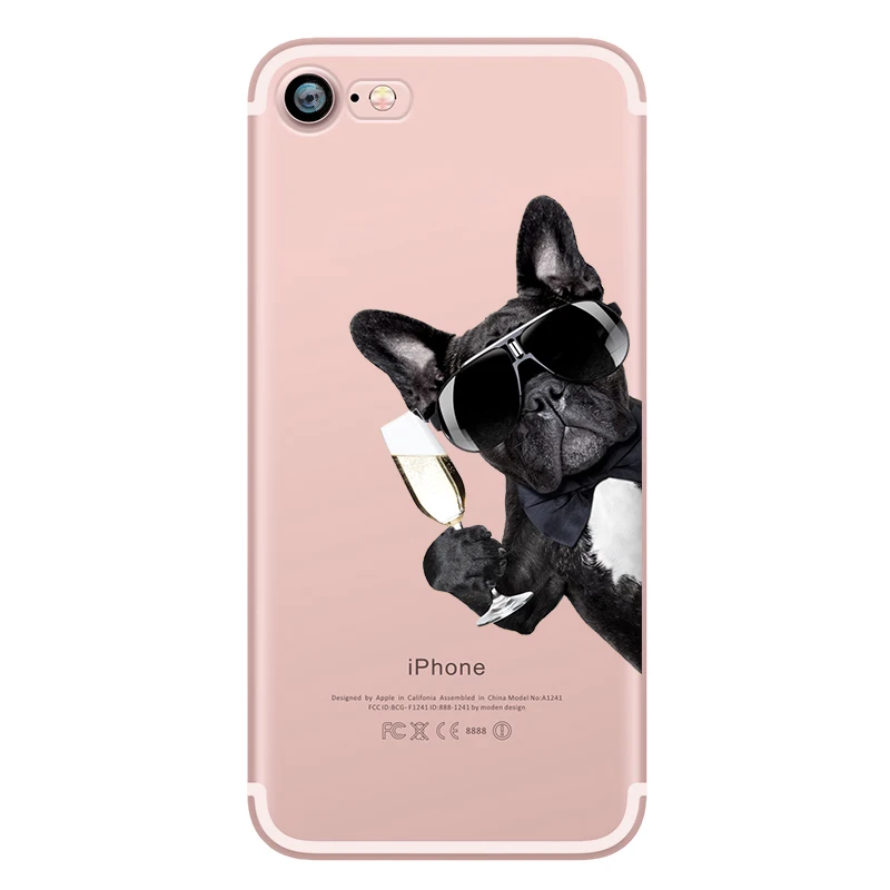 Cute Funny Pug Dog French Bulldog Puppy Silicon Transparent Soft TPU Phone Case for Apple iphone 6 5S SE 6S 7plus 5 6plus Fundas (2)