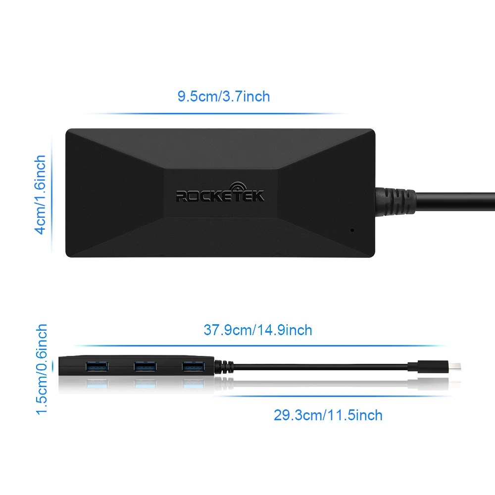 Адаптер Сплиттер Rocketek с 3 портами USB type C 0 для MacBook Air компьютера ПК ноутбука|USB-хабы|