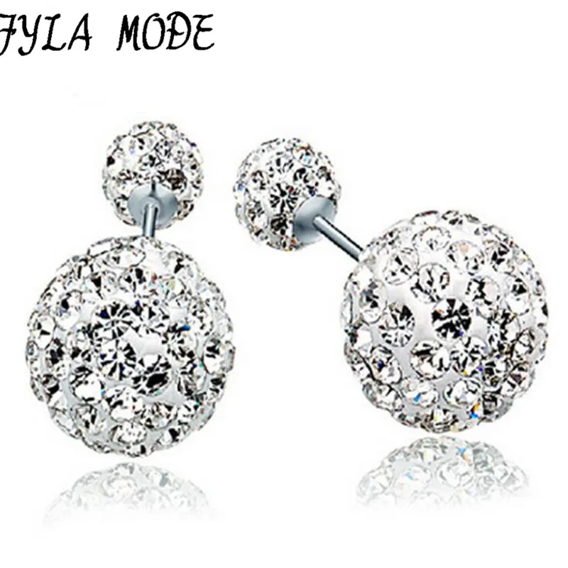Korean Cute Crystal Balls Double Sided Imitation Pearl Earring balla
