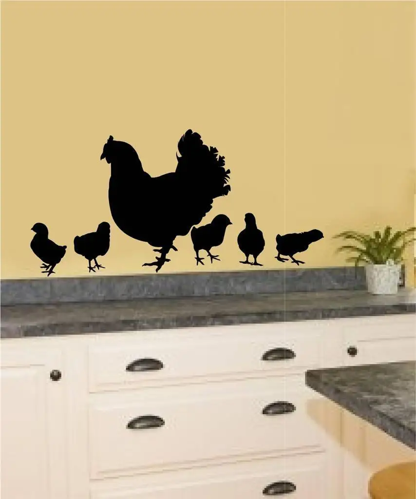 Rooster Chicken Vinyl Decal Wall Sticker Primitive Country Kitchen Decor Art Wall Mural Removable PVC Home