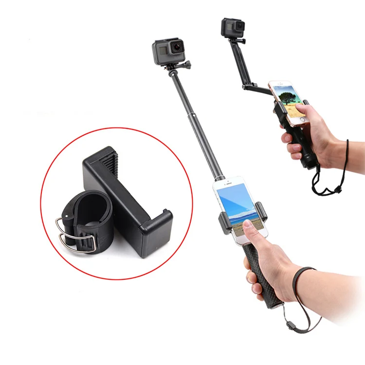 

Self Selfie lock Clip Stick Handheld Monopod Adjustable Buckle Phone Holder Adapter for Go Pro HERO 6 5 4 3+2 xiaomi yi 4K SJCAM