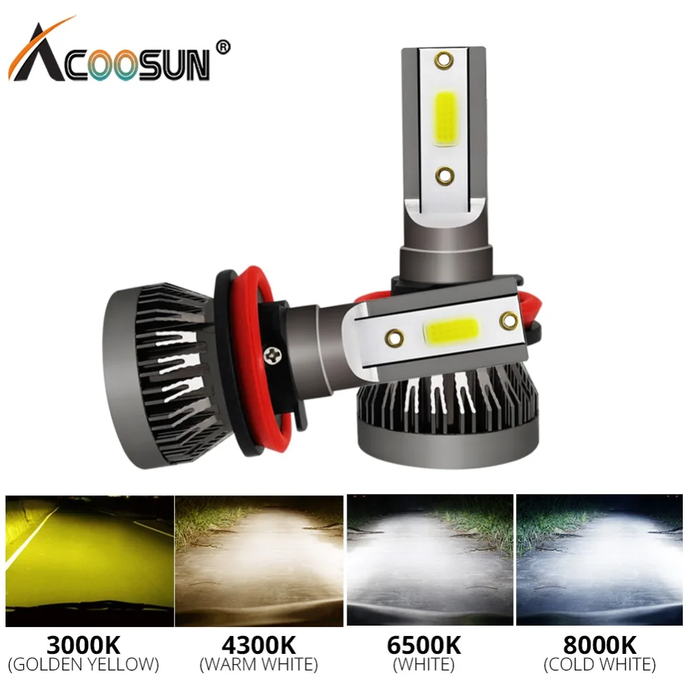 AcooSun LED H7 H1 LED Fog Light LED 3000K 4300K 6500K 8000K H11 H8 H9 9005