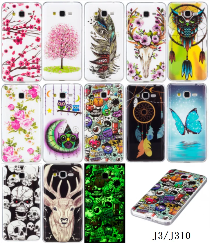 

5Pcs For Samsung J3 2015 J300 Case Animal Anime Luminous Silicone TPU Back Cover Case for Samsung Galaxy J3 2015 J300 J300F 5.0