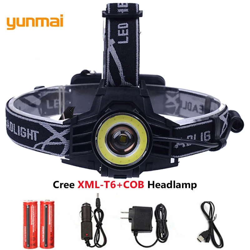 Yunmai COB Zoom налобный фонарь светодиодный головной свет new-T6 водонепроницаемый 5000LM