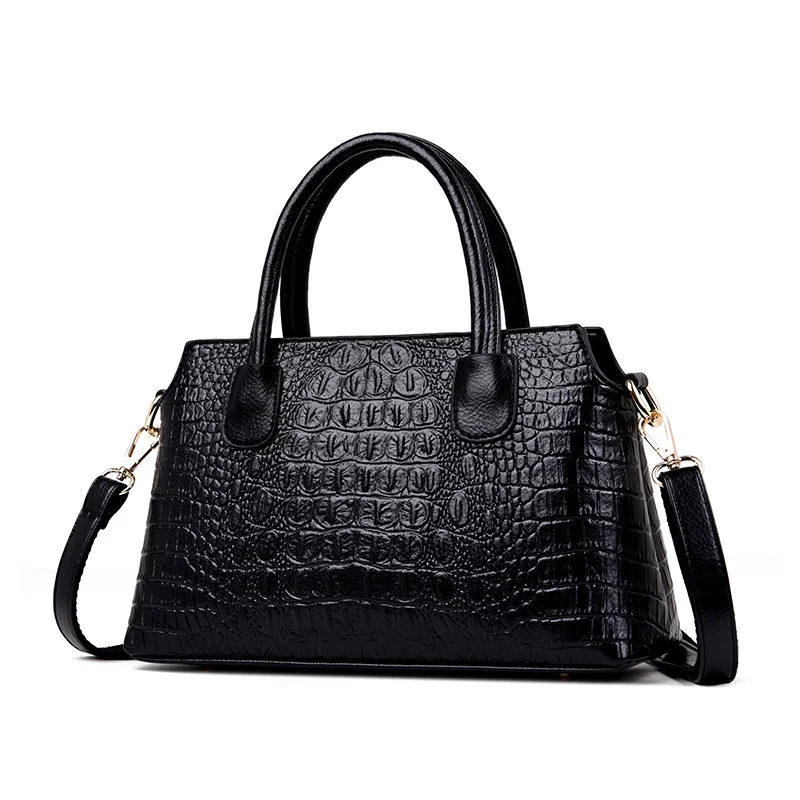 

2018 fashion alligator leather women's handbags solid zipper retro shoulder bag female luxury designer brand ladies hand bags
