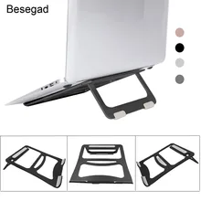 Besegad портативный складной охлаждающий кронштейн для ноутбука Подставка держатель с регулируемым углом для Macbook Chromebook ноутбук планшет