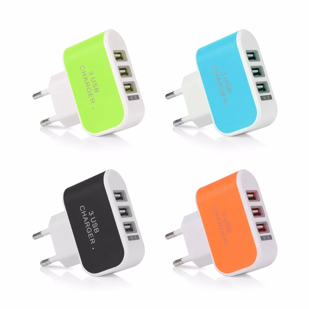 

3 USB Port Micro USB Charger Mobile Phone Charging Adapter HUB EU US Plug For Samsung Charger For iPhone and All Smart Phone
