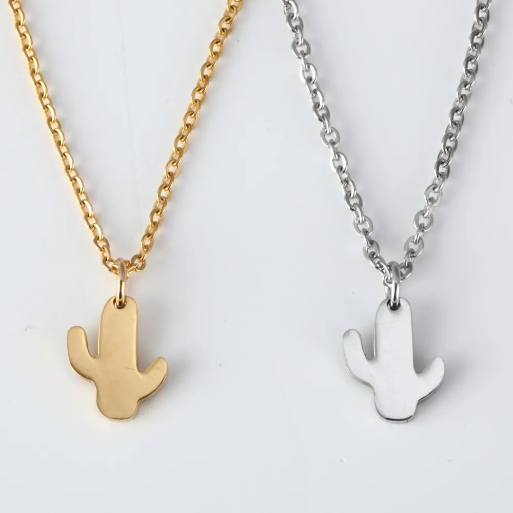 1pc Cactus Necklace, delicate Cactus Jewelry, high polished steel