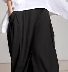 Весенние женские брюки имитация двух частей кюлоты хлопок белье широкие брюки свободные винтажные одноцветные брюки универсальные Большие размеры - Цвет: Черный