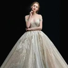 Свадебное платье г. Mrs Win The Elgant с коротким рукавом, сексуальное платье принцессы с v-образным вырезом, роскошное кружевное платье с вышивкой, шикарное свадебное платье es F