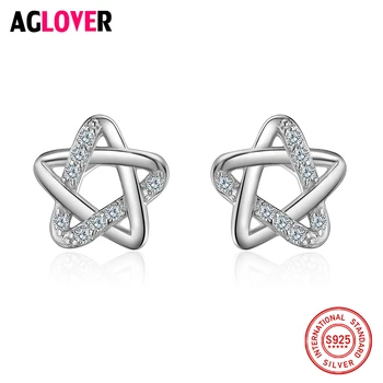 

Two Color Choices 925 Sterling Silver Earrings Simple Cute Star Stud Earrings For Women Fashion Jewelry Wholesale