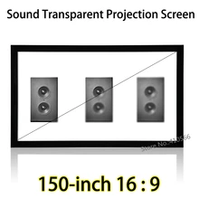 150 polegadas 16:9 3D Acusticamente Transparente Quadro Fixo Tela Amplo Ângulo de Visão de 140 Graus