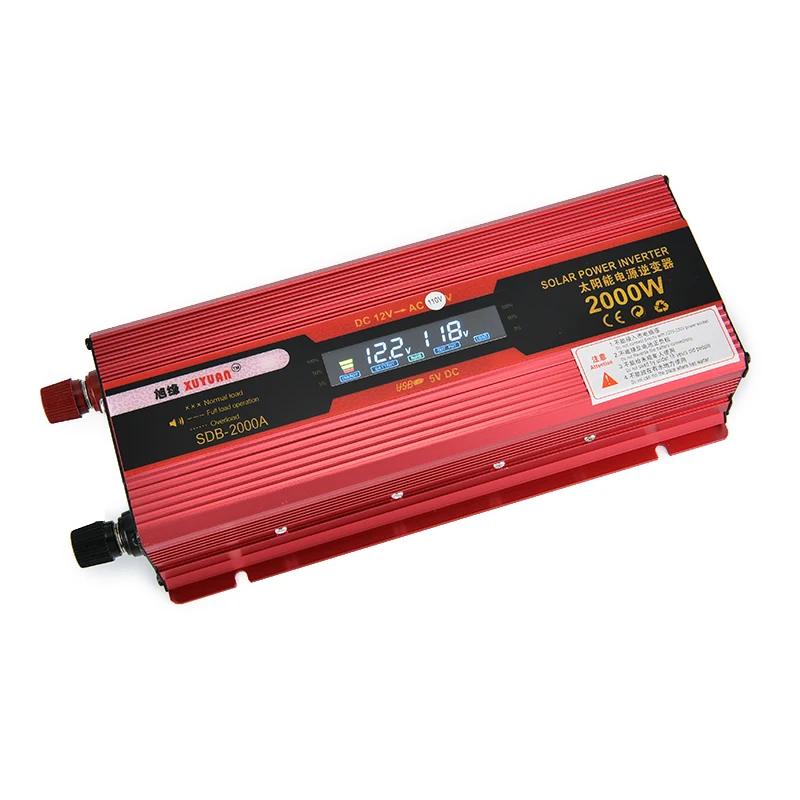 

Xuyuan 2000W 12V to 110V Voltage Converter Car On Board Inverter LCD Display Power Inverter Aluminum Alloy