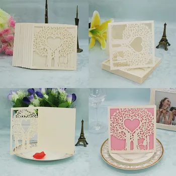 

New 14 Pcs Heart Pattern Wedding Invitation Card Romantic Wedding Supplies Elegant Birthday Party Laser Invitation Card 6ZXH18