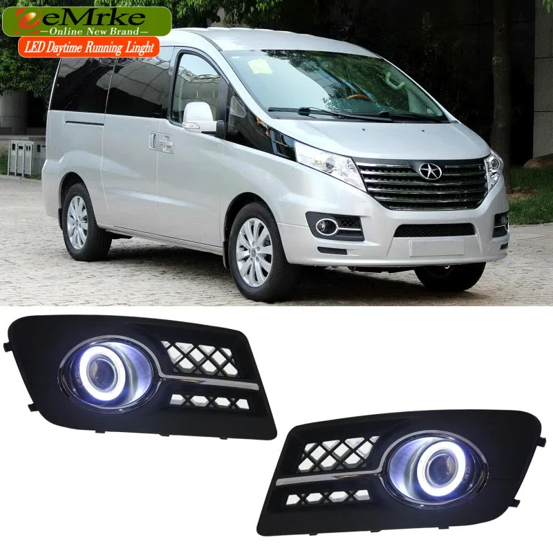 

EEMRKE 2in1 Fog Lights Lamp For JAC M5 LED Angel Eye DRL Daytime Running Light Halogen Bulbs H3 55W