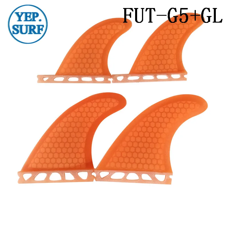 Future G5 + GL оранжевая/синяя доска для серфинга fin quad Набор стекловолокна honeycomb