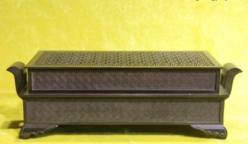 

Chinese Folk Buddhism Temple Old Copper Bronze Ding Box Censer Incense burner