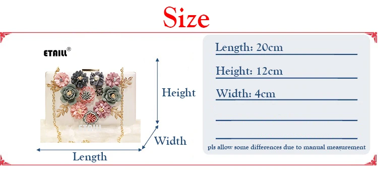 New the chain the Appliques pattern flowers wedding dinner bag