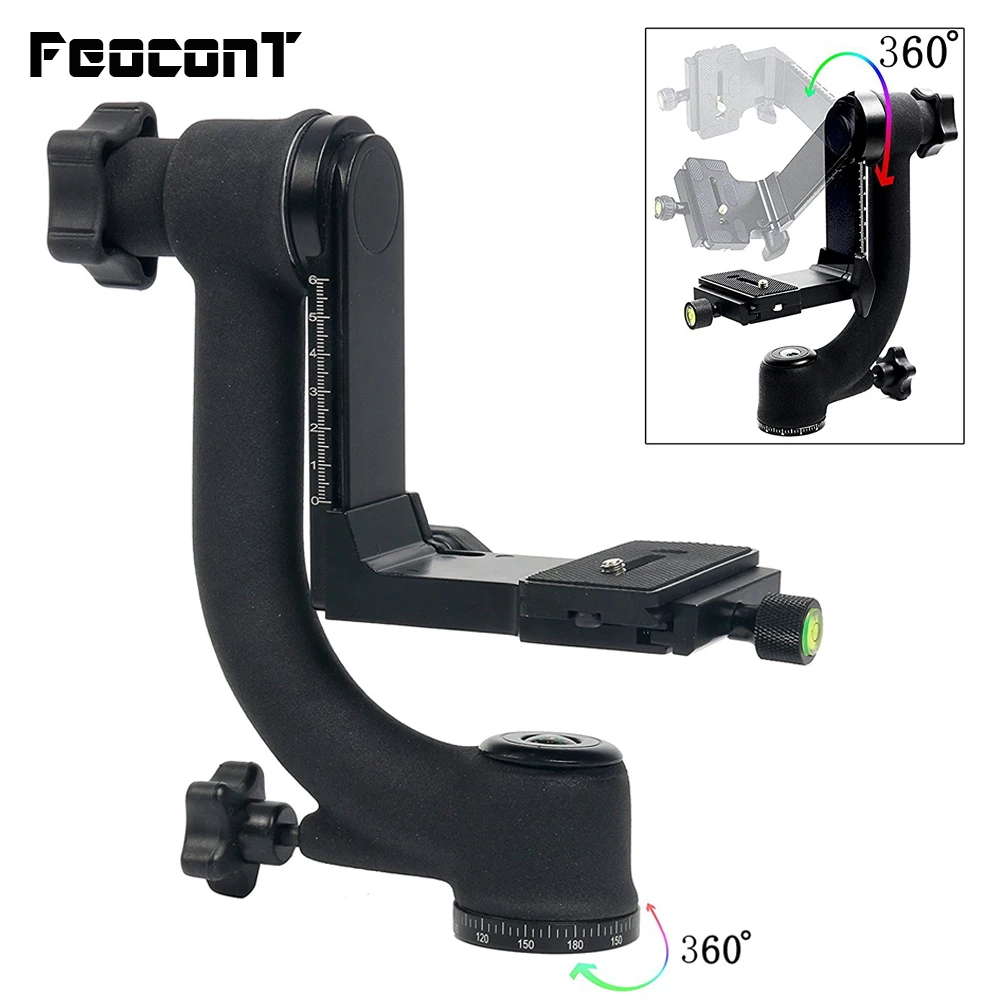

BK-45 Panoramic Gimbal Tripod Head Camera Clamp Stabilizer Standard 1/4" Quick Release Plate for Canon Nikon Sony Panasonic DSLR