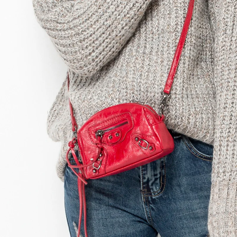 Women Fashion Motorcycle Mini Clutch Coin Purse Bags High Quality Leather Crossbody Bags Stylish La - 33003546082