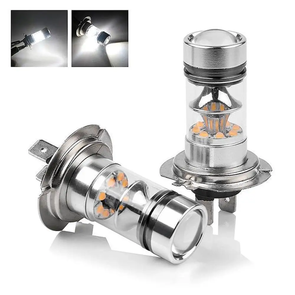 2pcs H7 100W LED Fog DRL Driving Car Head Light Lamp Bulbs Super Bright