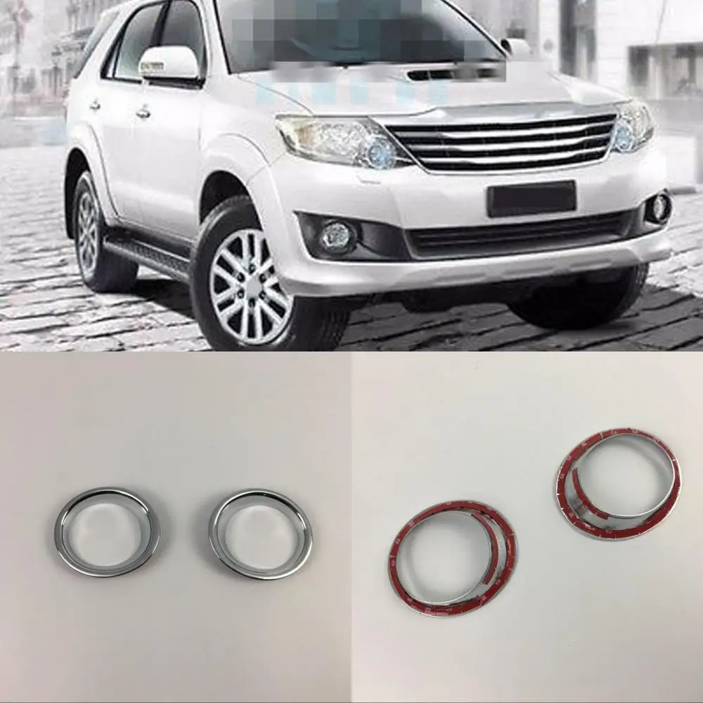 

JanDeNing 2pcs ABS Chrome Front Light Fog Lamp Frame Cover Trim Refit For Toyota Fortuner 2011-2013