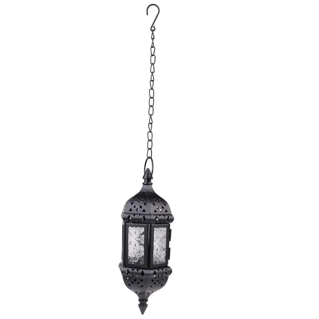 Classic Moroccan Style Tealight Candle Holders Glass Metal Hanging Lantern Candle Stand for Wedding Home Garden Decoration