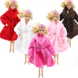 Лидер продаж модная зимняя одежда Обувь на теплом меху пальто платье для куклы Костюмы детские игрушки девушке подарок