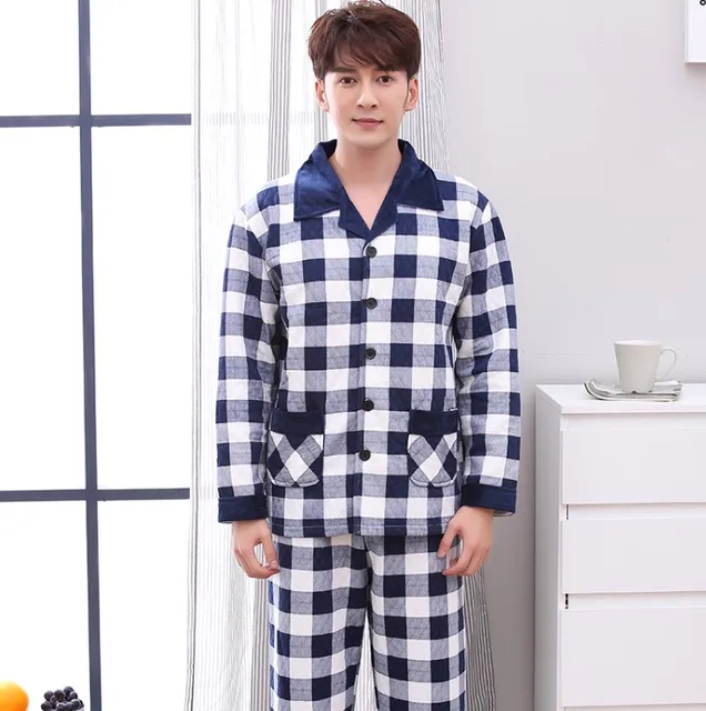 Buy Hot Sale Autumn& Winter quilted men pajama sets