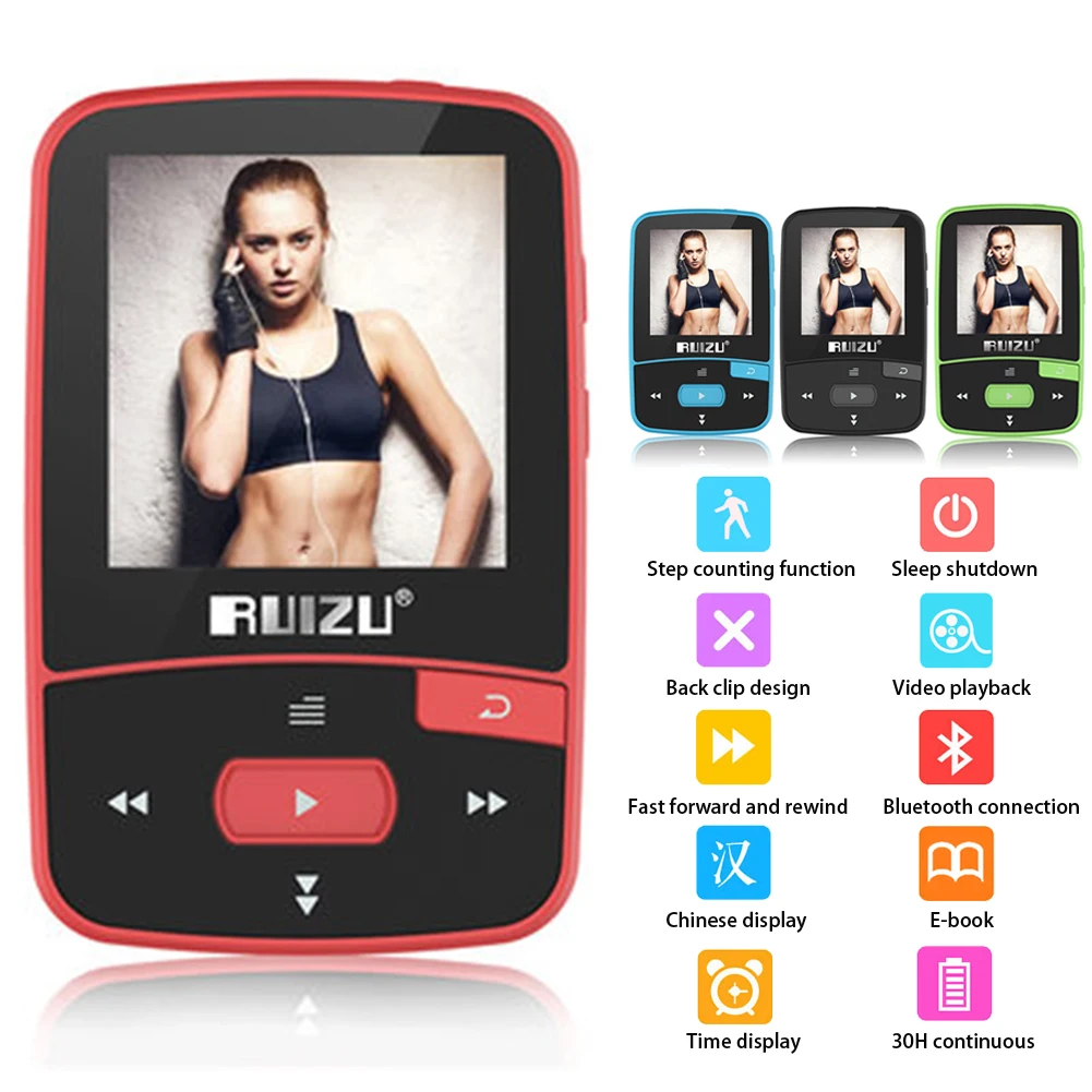 

X50 Sport Audio Mini Bluetooth Mp3 Player Music Audio Mp3 With Radio Digital Hifi Hi-Fi Screen FM FLAC USB 8GB Lossless