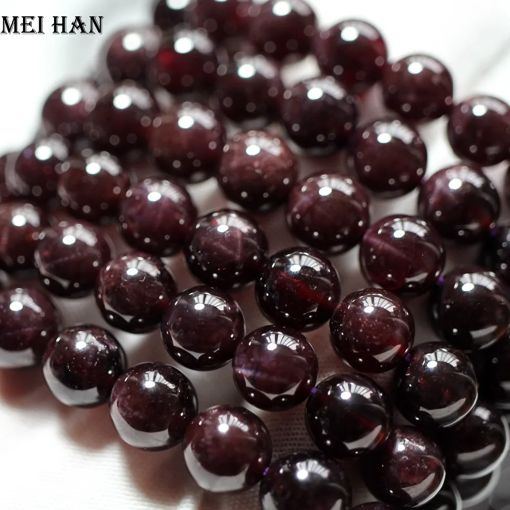 

Meihan Free shipping (1bracelet/set) natural 10+-0.3mm Brazil garnet wine red purple round loose beads for jewelry making design