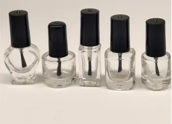 

50pcs/lot 5ml Empty Nail Polish glass Bottle with Brush Inside Square Shaped Clear Nail Polish Container Bottles