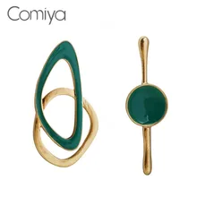 Comiya, модные серьги-гвоздики для женщин, зеленый цвет, цинковый сплав, ассиметричные, большие серьги, вечерние ювелирные изделия из Индии