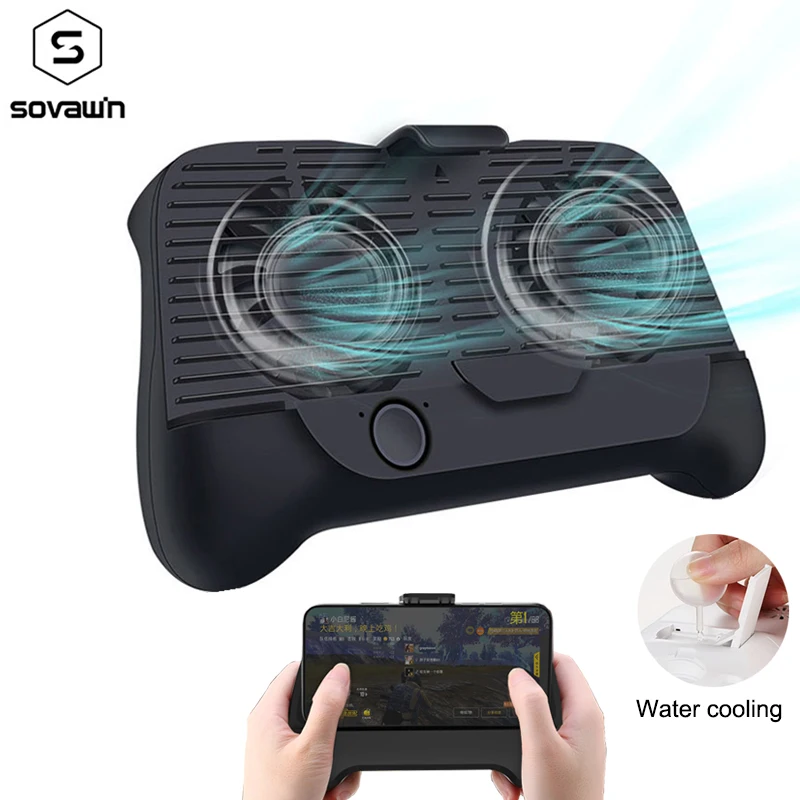 

Mobile Phone Cooler Gamepad Cooler Power Bank Portable Water Cooling Radiator Mute Fan with Stand Holder for 4-6 inch Smartphone