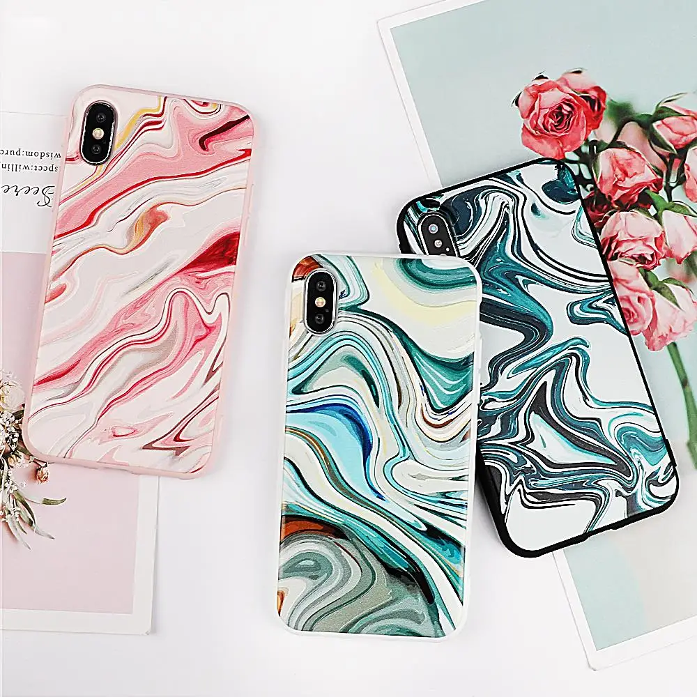 

UBERAY Colorful Marble Case For iPhone XS XR XS Max X 8 7 6 6S Plus Soft TPU Full Body Protective Phone Back Cover Cases Gift