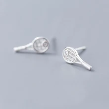 MloveAcc 925 пробы Серьги серебристого цвета; бижутерия для женщин модные маленькие теннисные ракетки серьги-гвоздики спортивный подарок для девочек подростков