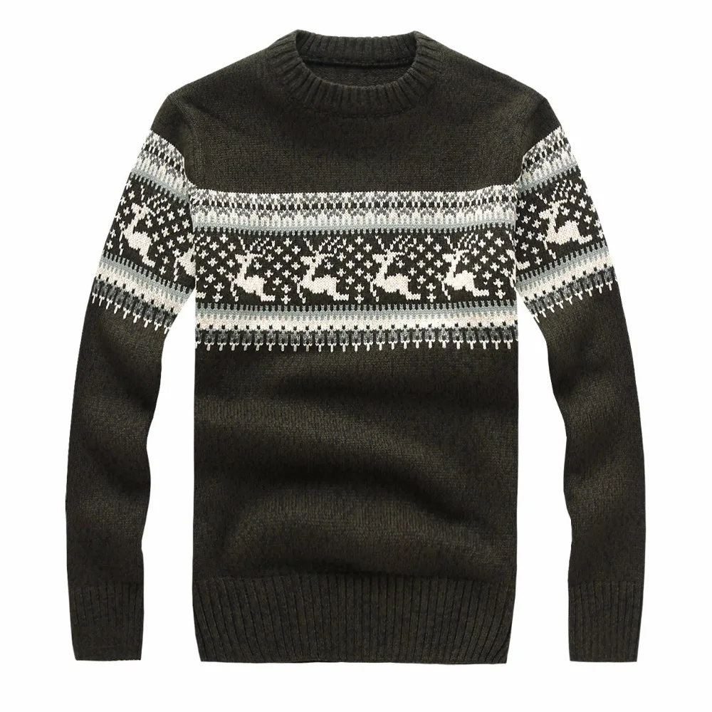 Новинка Осень Зима Модная брендовая одежда мужские свитера с оленем приталенный Мужской пуловер вязаный свитер
