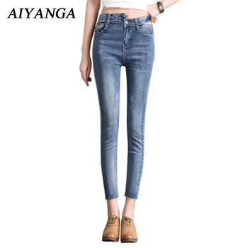 

Fashion Jeans Women Pencil Pants High Waist Jeans Slim Denim Elasticity Trousers Female 2018 Spring Autumn Ankle-Length Pants