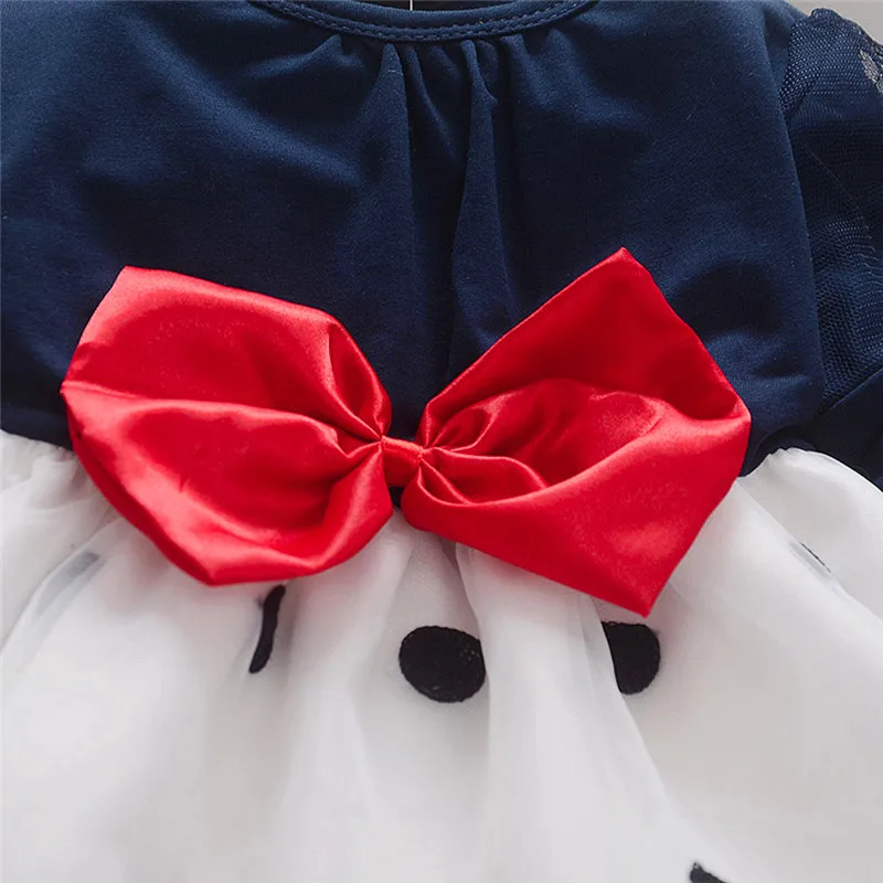 Girls suit summer 2019 new Cute Toddler Baby Girl Bowknot Long Sleeve Dot Princess Dress+Rabbit Pants Set (9)