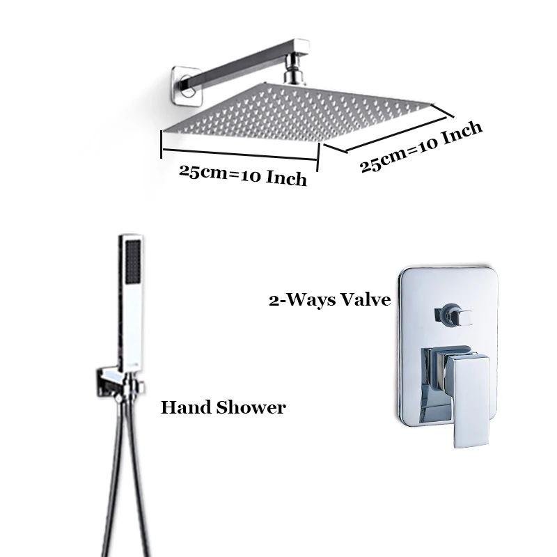 Senlesen, настенное крепление, для ванной, дождь, водопад, душевой кран, набор, скрытая Хромированная Душевая система, ванна, смеситель для душа, кран - Цвет: 10 inch