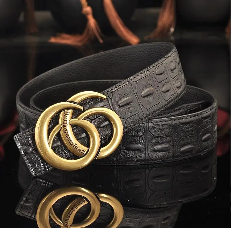 

2019 Fashion Hot sales Head layer cowhide melon seed pattern belt Bronze buckle Style Real man business belt women leisure belt