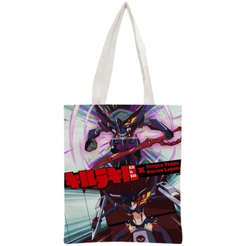 

Custom Gurren Lagann Cotton Canvas Shopping Bags 30x35cm Tote Bag Reusable Handbag Women Shoulder Cloth Pouch Foldable